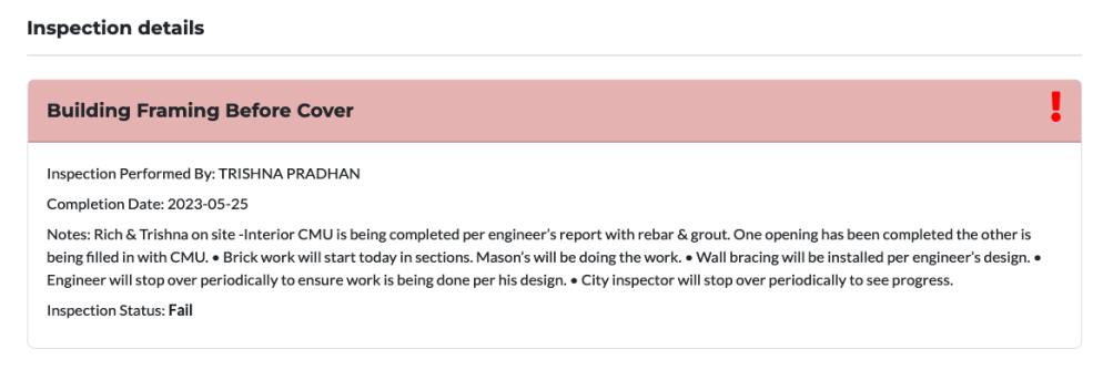After - inspection failed